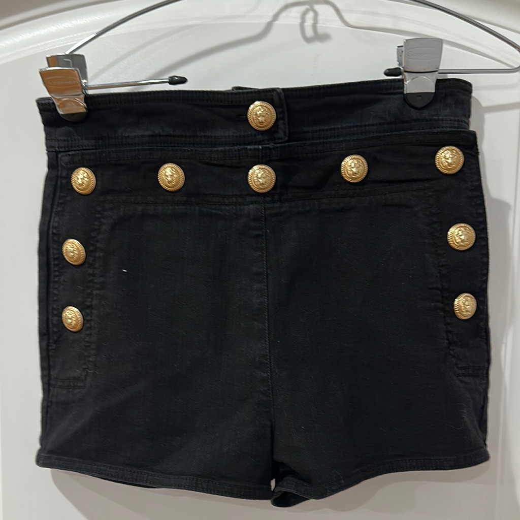 Balmain Black And Gold High Waist Shorts